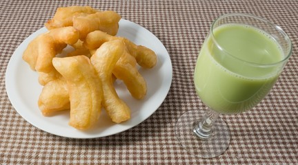 Deep Fried Doughstick with Green Tea Soybean Milk