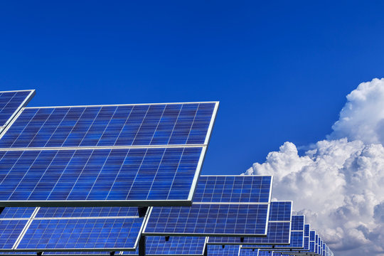 Solar Panel Ecological  Power On Blue Sky Background