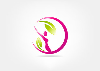 Healthy woman fitness vector logo design