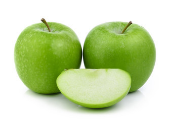 green apple on white background