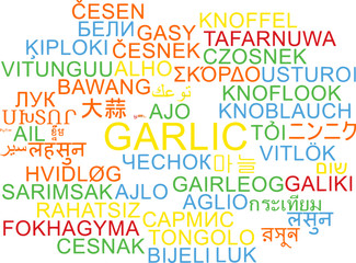 Garlic multilanguage wordcloud background concept