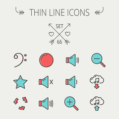 Music and entertainment thin line icon set