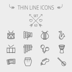 Music and entertainment thin line icon set