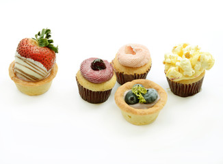 fruit tarts on white background