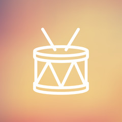 Drum with stick thin line icon