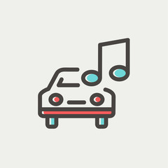 Car with music thin line icon