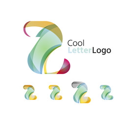 Set of abstract Z letter company logos. Business icons