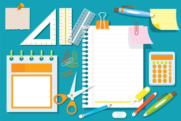 Office Supplies and Stationery Flat Design Objects