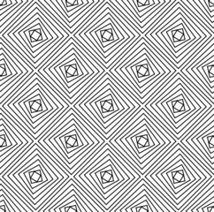 Black and white geometric seamless pattern with line and square.