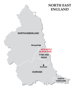 north east england administrative map