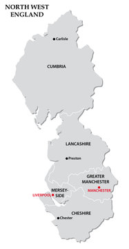 north west england administrative map