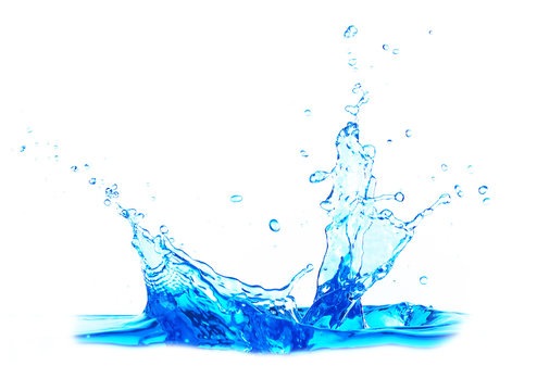 Blue water splashing on light background