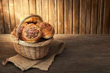 homemade buns in a basket