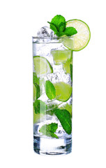 Mojito cocktail in glass isolated on white background