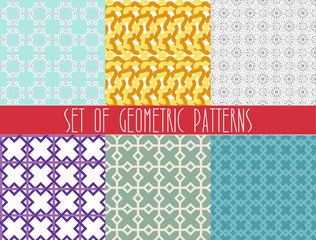  Fashionable geometric seamless pattern set.