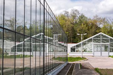 large greeenhouse with reflections