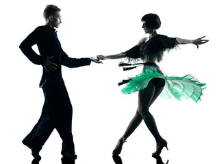 elegant couple dancers dancing silhouette