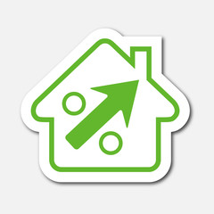 Logo maison et pourcentage.