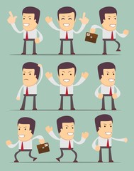 Businessman in motion on background. Collection.