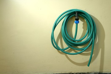 Green garden rubber hose