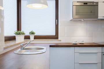 Wooden top in kitchen