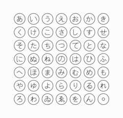 Hiragana (Japanisch Schriftzeichen) Line Icon Set