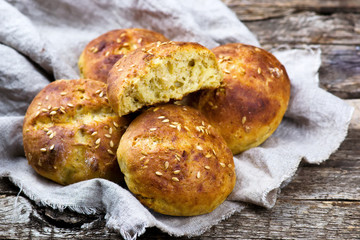 buns with bran and a linen seed. healthy food.