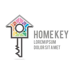 Abstract key house security logo icon