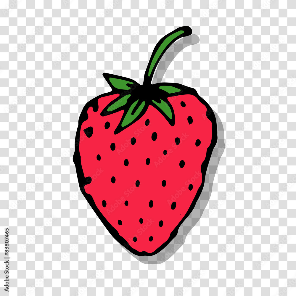 Aufkleber strawberry sketch on transparent background for your design
