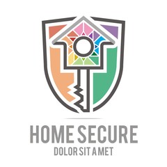 
Abstract key house security logo icon
