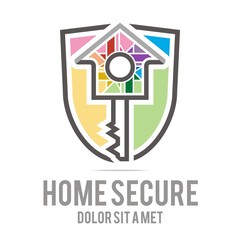 Abstract key house security logo icon