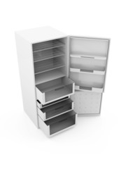 Business and Financial Concept. Treasure Chest with Heap of Dollar Bills isolated on white background