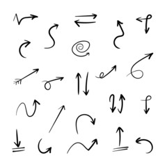 Grunge Sketch Handmade Watercolor Doodle Arrow Set