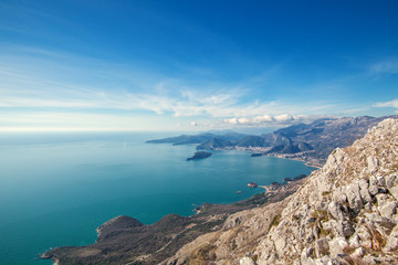 Fototapeta na wymiar Seascape Montenegro. Mountains and islands.