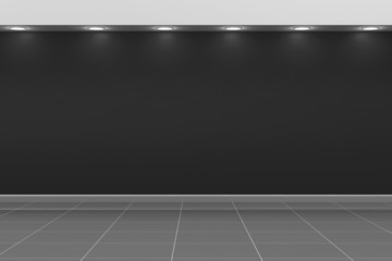 Modern Black Empty Office Hall Interior. 3D Rendering