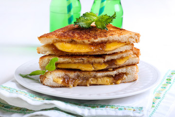 Fig jam and cheese grilled sandwich