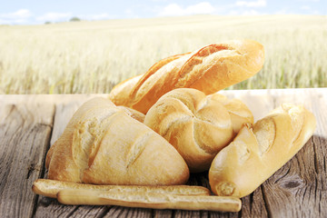 Bread on the wooden table
