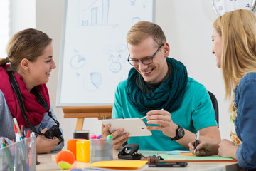 Interns working at office