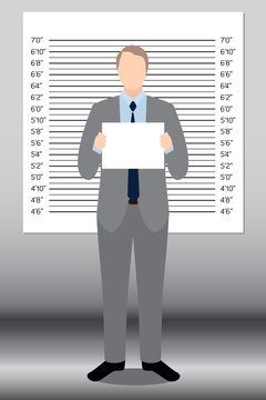 Businessman In Police Lineup Backdrop, Illustration, Vector