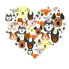 Dogs face in heart-shape