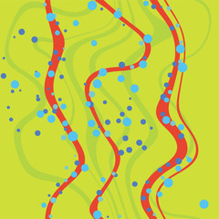 Abstract flat seamless background. Curl sea grass and bubbles