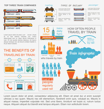 Railway infographic. Set elements for creating your own infograp