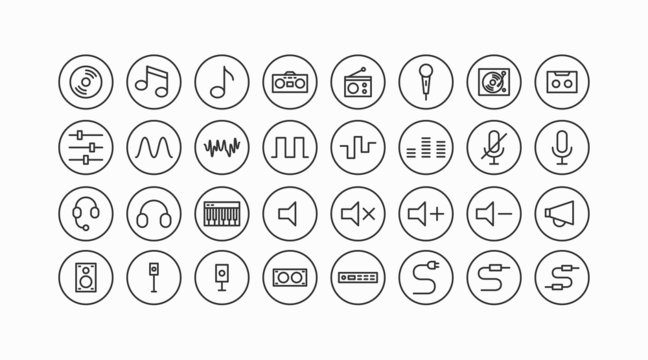 Audioger&auml;te und Hifi Line Icon Set