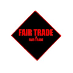 Fair Trade red stamp text on black background