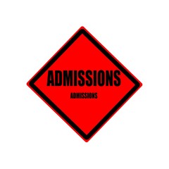 Admissions black stamp text on red background