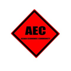  AEC asian economic community black stamp text on red background