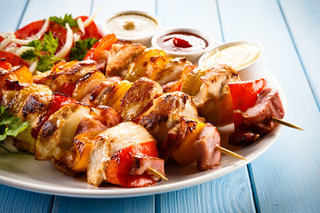 Grilled meat and vegetables