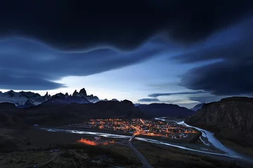 Wall murals Fitz Roy Night view to Mount Fitz Roy, Los Glaciares National Park, Patag