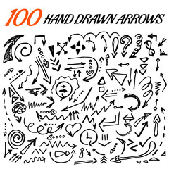 100 hand drawn arrow set made in vector. 