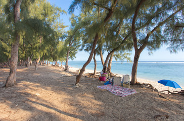 plage de l'Ermitage sous les filaos, Réunion 